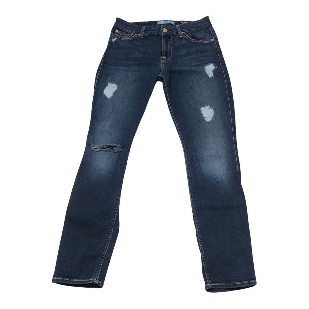 7 For All Mankind Blair Denim The Ankle Skinny Stretch Ripped Jeans 26